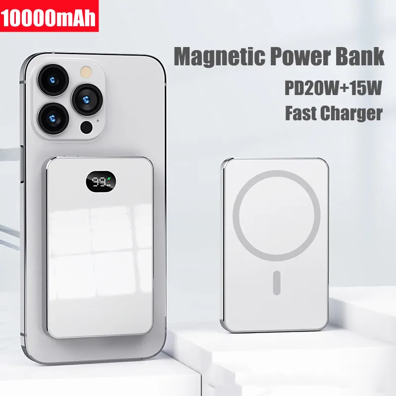 10000mAh Poder Magnético do Banco Para Samsung iphone 12 13 14 15 Mini Bateria Auxiliar Externa Macsafe Powerbank Carregador sem Fio