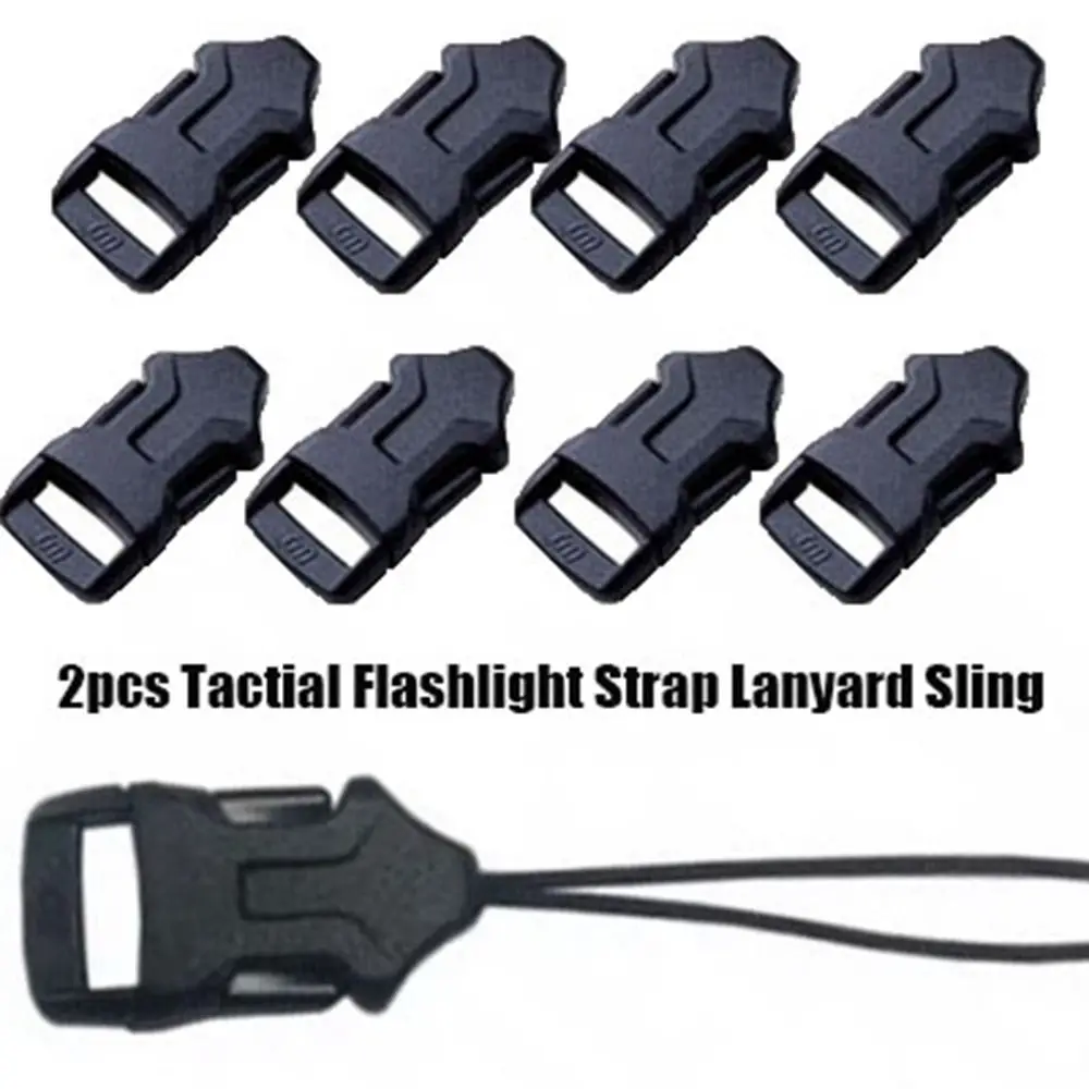 2pcs Preto Tactial Lanterna Correia de Acessórios Anti-perda de Corda Fivela EDC Exterior Ferramenta de 28,7*15,4 mm Corda de Funda Exterior Ferramenta