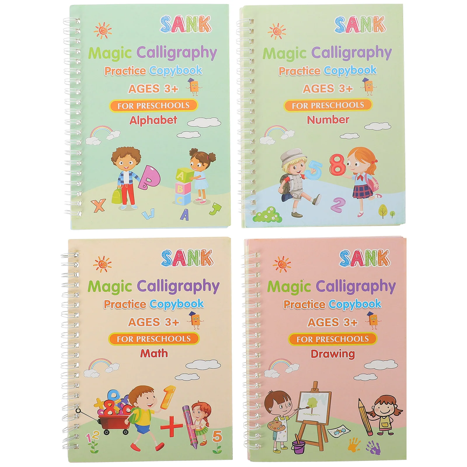 4 Livros De Práticas De Escrita De Livros Para Crianças Groove Cadernos Letra Escrita Cadernos