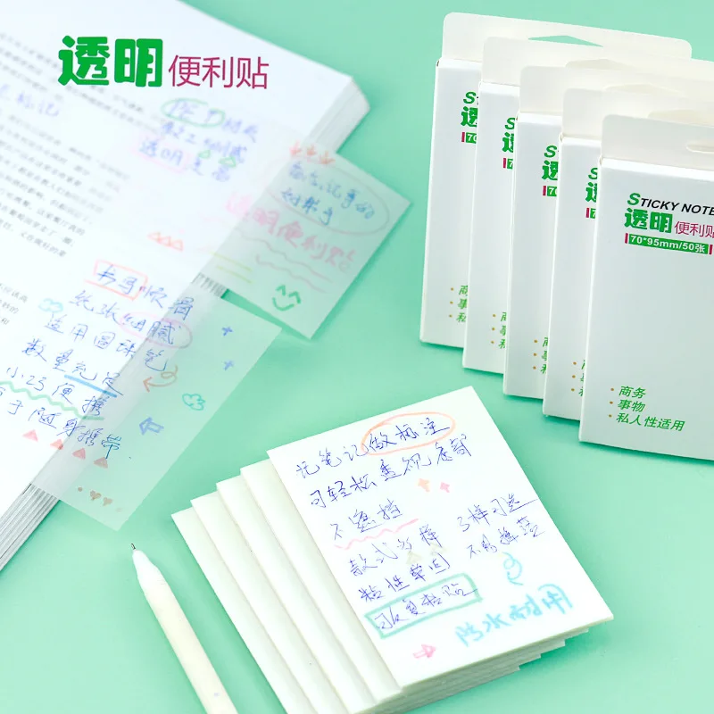 50 folhas Simples InsPET Transparente Memorando de Notas de Alunos Pode Rasgar e colar Notas Atacado Japonês de material Escolar