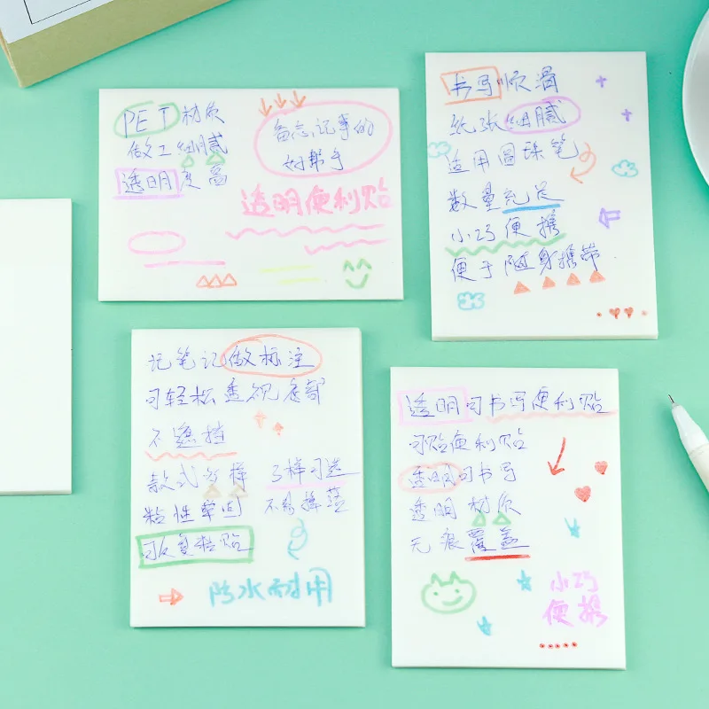 50 folhas Simples InsPET Transparente Memorando de Notas de Alunos Pode Rasgar e colar Notas Atacado Japonês de material Escolar