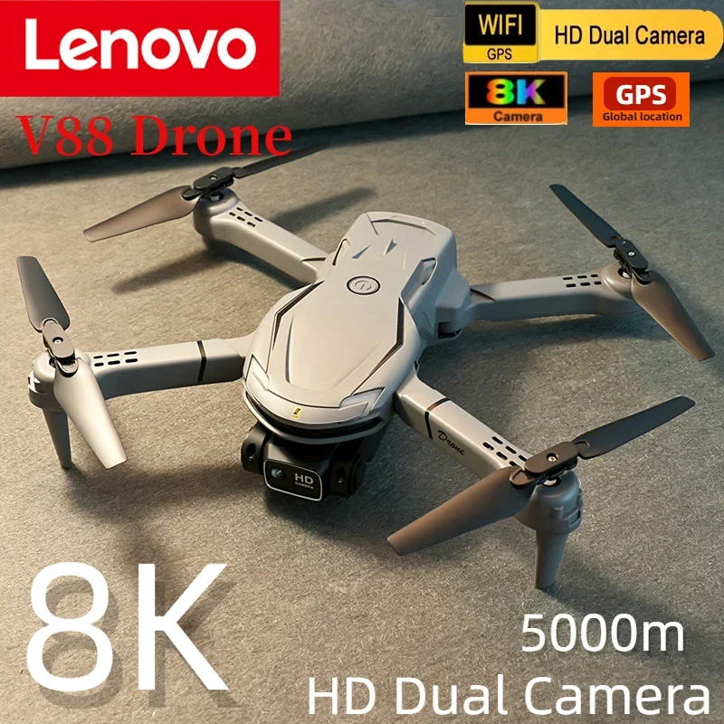 A Lenovo V88 Drone 5G Profissional 8K GPS, Câmera Dupla Evitar Obstáculos Fluxo Óptico de Posicionamento sem Escova RC 5000M Presentes Brinquedos