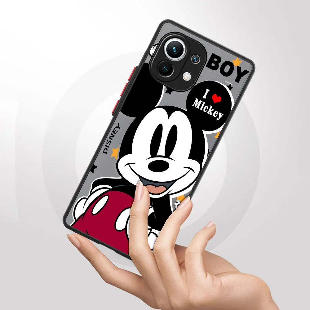 Caso de telefone Xiaomi Mi 12T Pro 11T 12 13 Pro 11 Lite 9T 13 Lite 12X 10T 9T Fosco de Silicone para proteção Rato de Minnie do Mickey de Cobertura