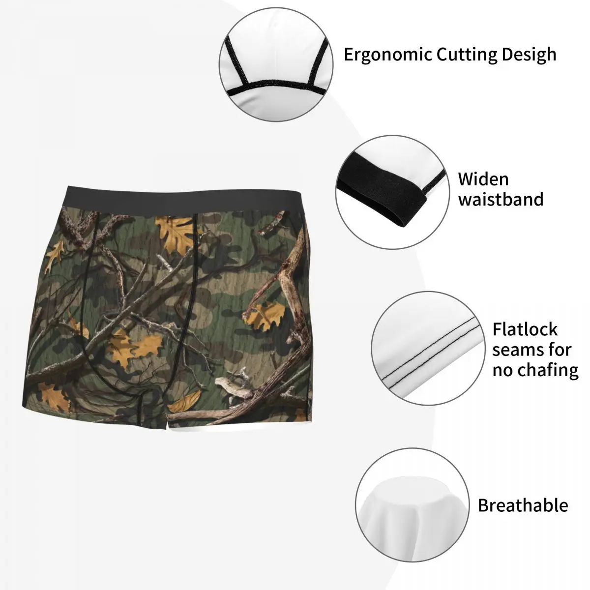 Engraçado Boxer de Camuflagem Camo Shorts Calcinha Homens em roupa interior Macio Cuecas para homens