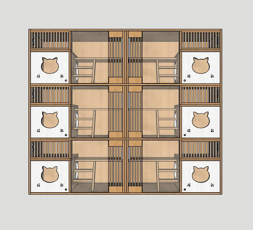 Gato villa sólidos de madeira de três andares gato gaiola keouse pet shop reprodução promover a gaiola de maternidade quarto gatil apresentar gato