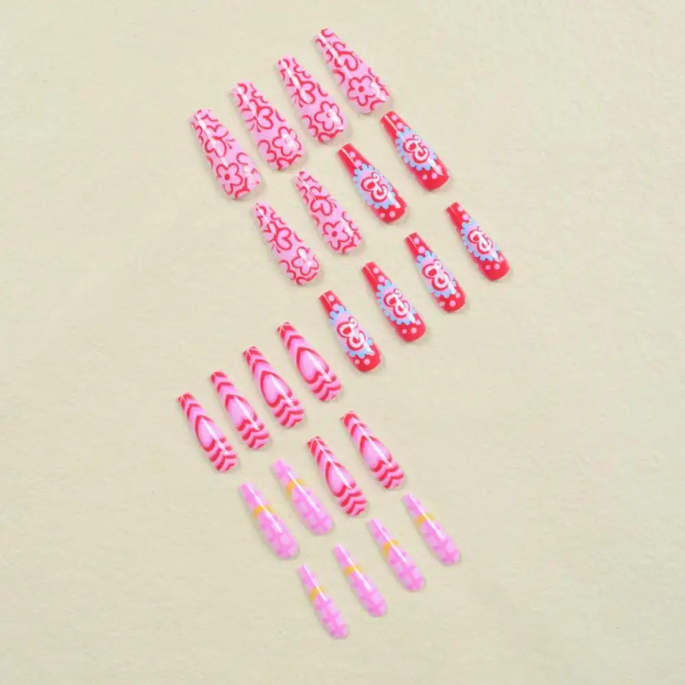 Kawaii Barbie Nail Art Patch De Moda Para Senhoras Doce Unhas Postiças Patches Anime Mulheres Cor-De-Rosa Borboleta Longo Wearable Dicas De Unhas Autocolantes