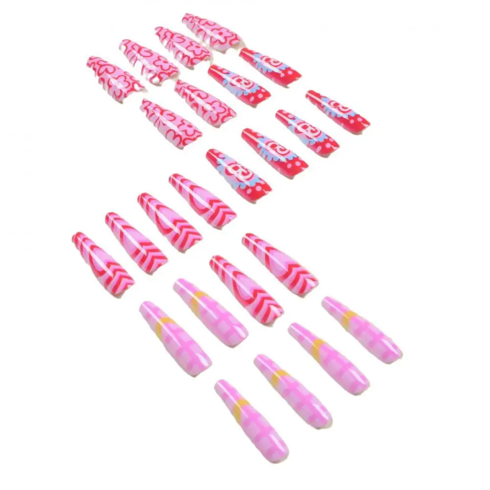 Kawaii Barbie Nail Art Patch De Moda Para Senhoras Doce Unhas Postiças Patches Anime Mulheres Cor-De-Rosa Borboleta Longo Wearable Dicas De Unhas Autocolantes