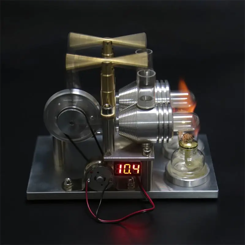 Motor Stirling equilíbrio com duplo cilindro voltímetro